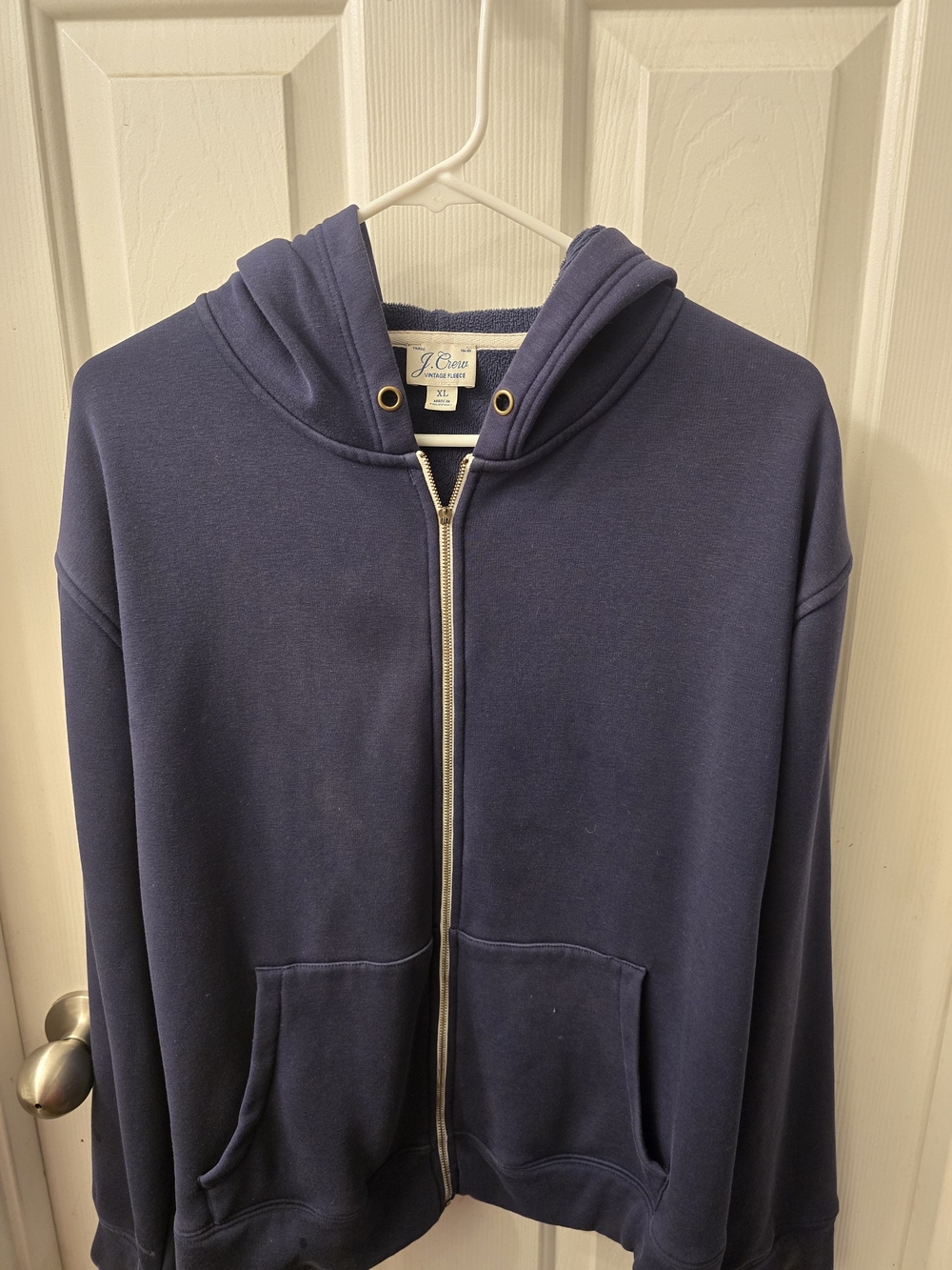 J. Crew Men's Navy Blue Full-Zip Hoodie